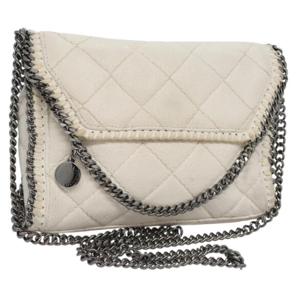 Stella MacCartney Chain Shoulder Bag Suede White Auth BA375 - Picture 1 of 16